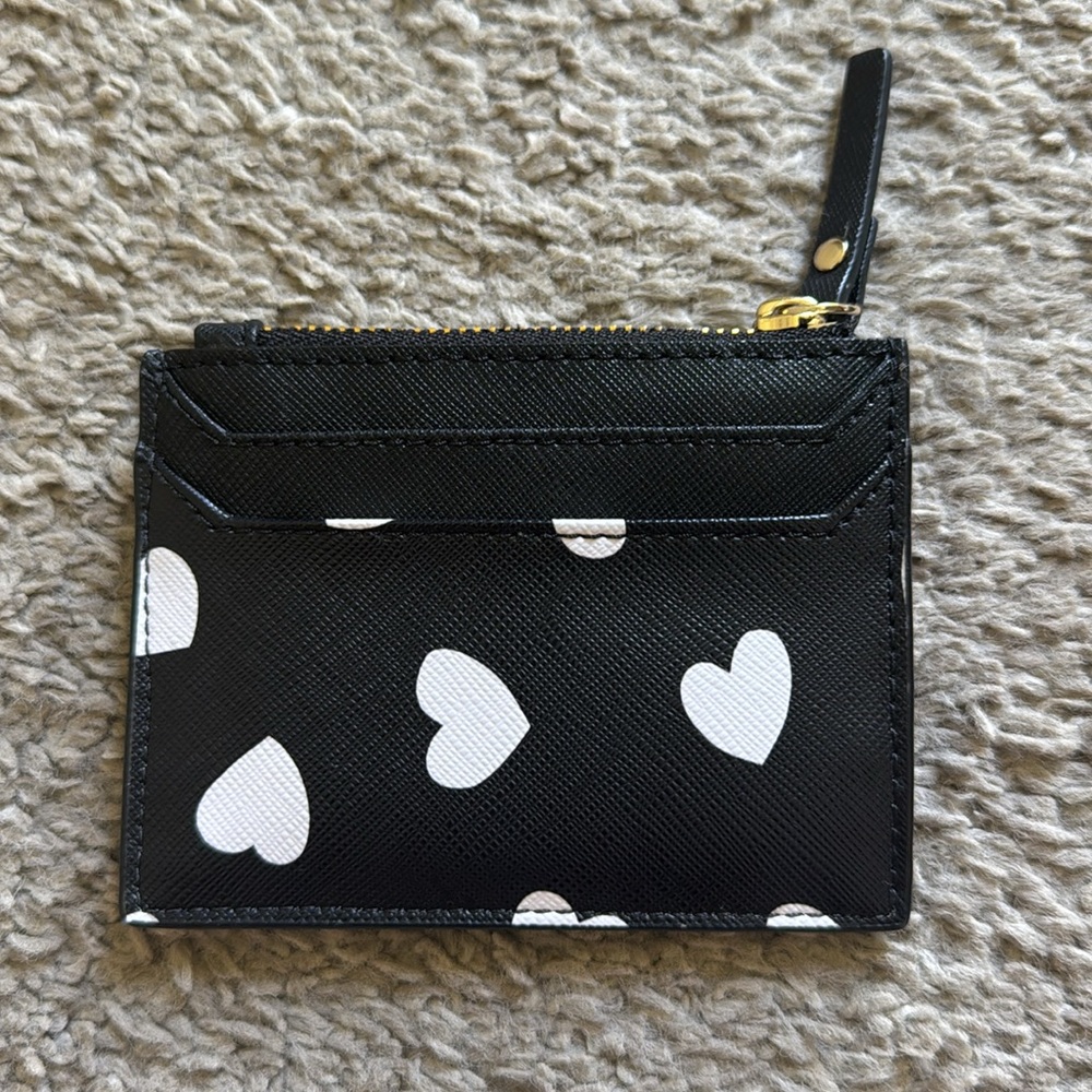 Kate Spade Black and White Heart Card Case - Picture 2 of 3